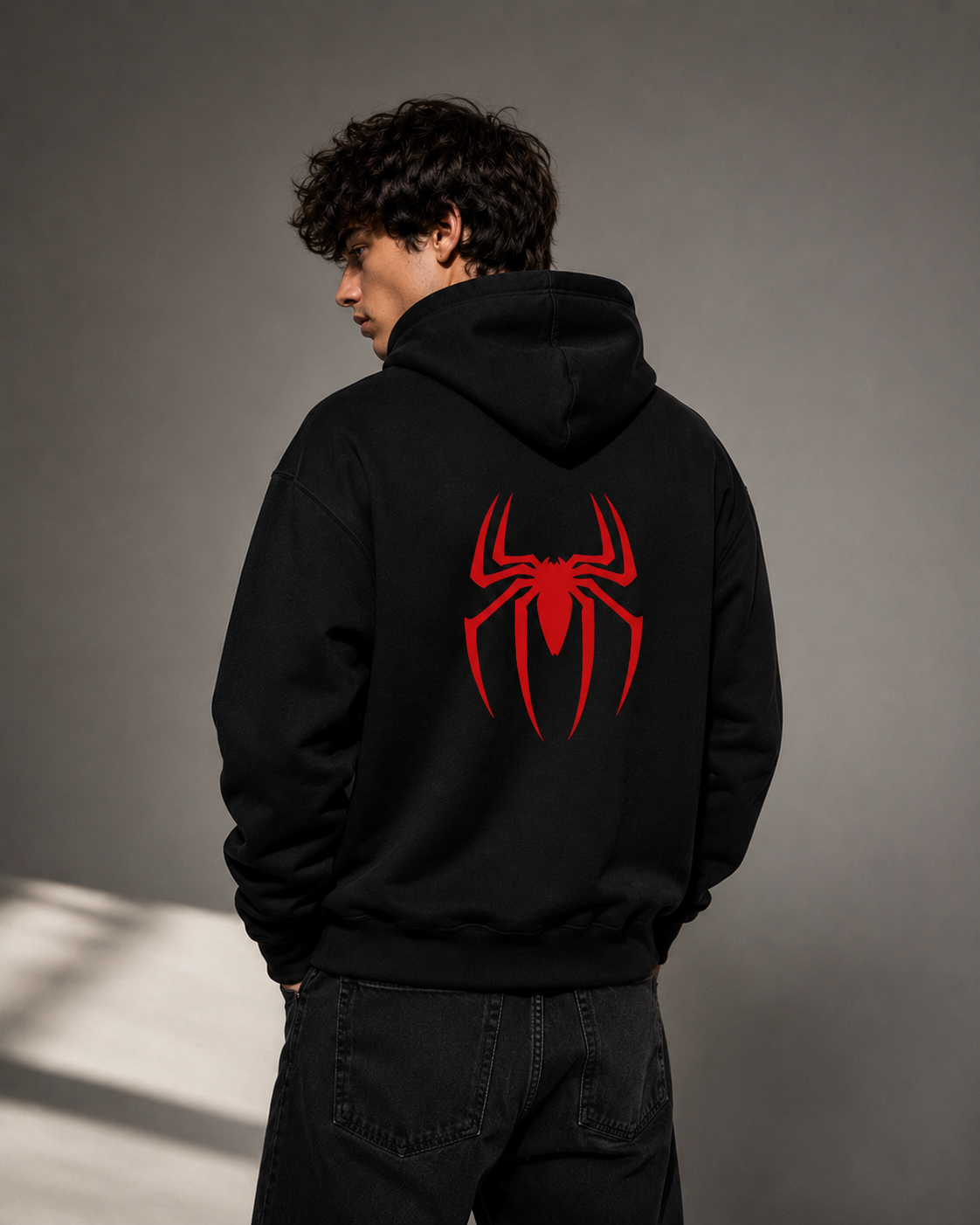 Embroidered Spider Oversized Hoodie