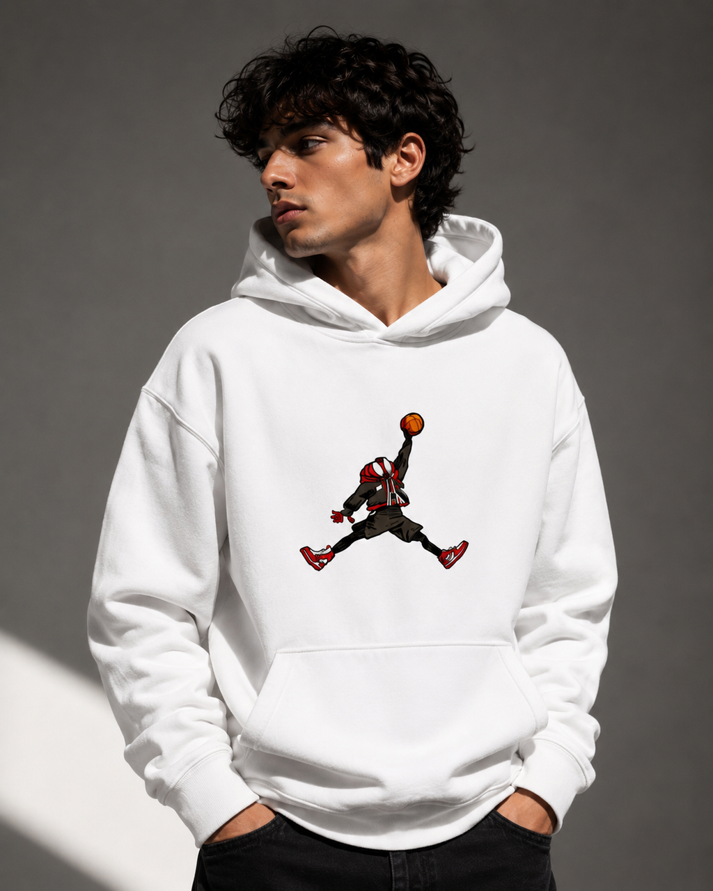 Embroidered Spider Jordan - Oversized Hoodie