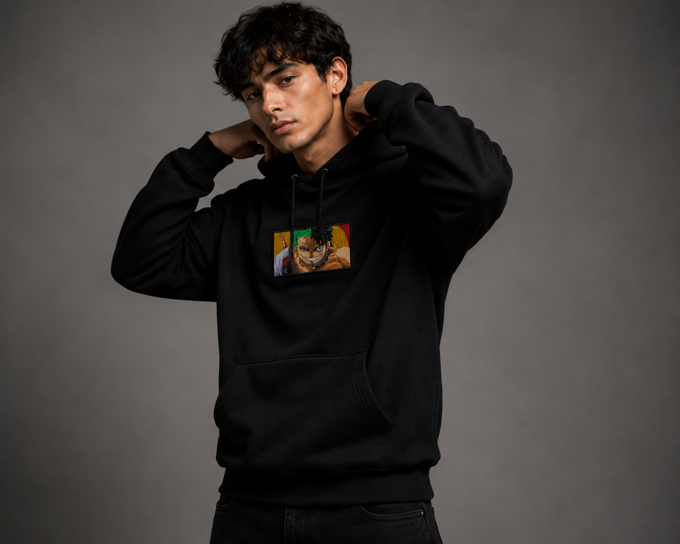Embroidered Zoro & Luffy Oversized Hoodie