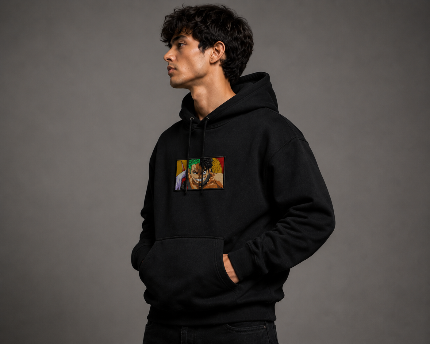 Embroidered Zoro & Luffy Oversized Hoodie