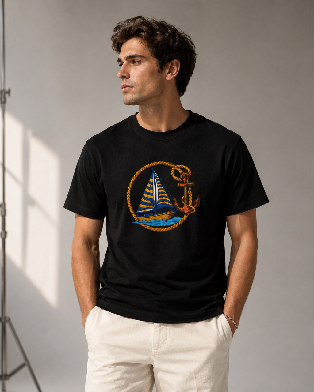 Embroidered Boat T-shirt Oversized Fit