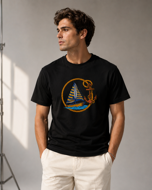 Embroidered Boat T-shirt Oversized Fit