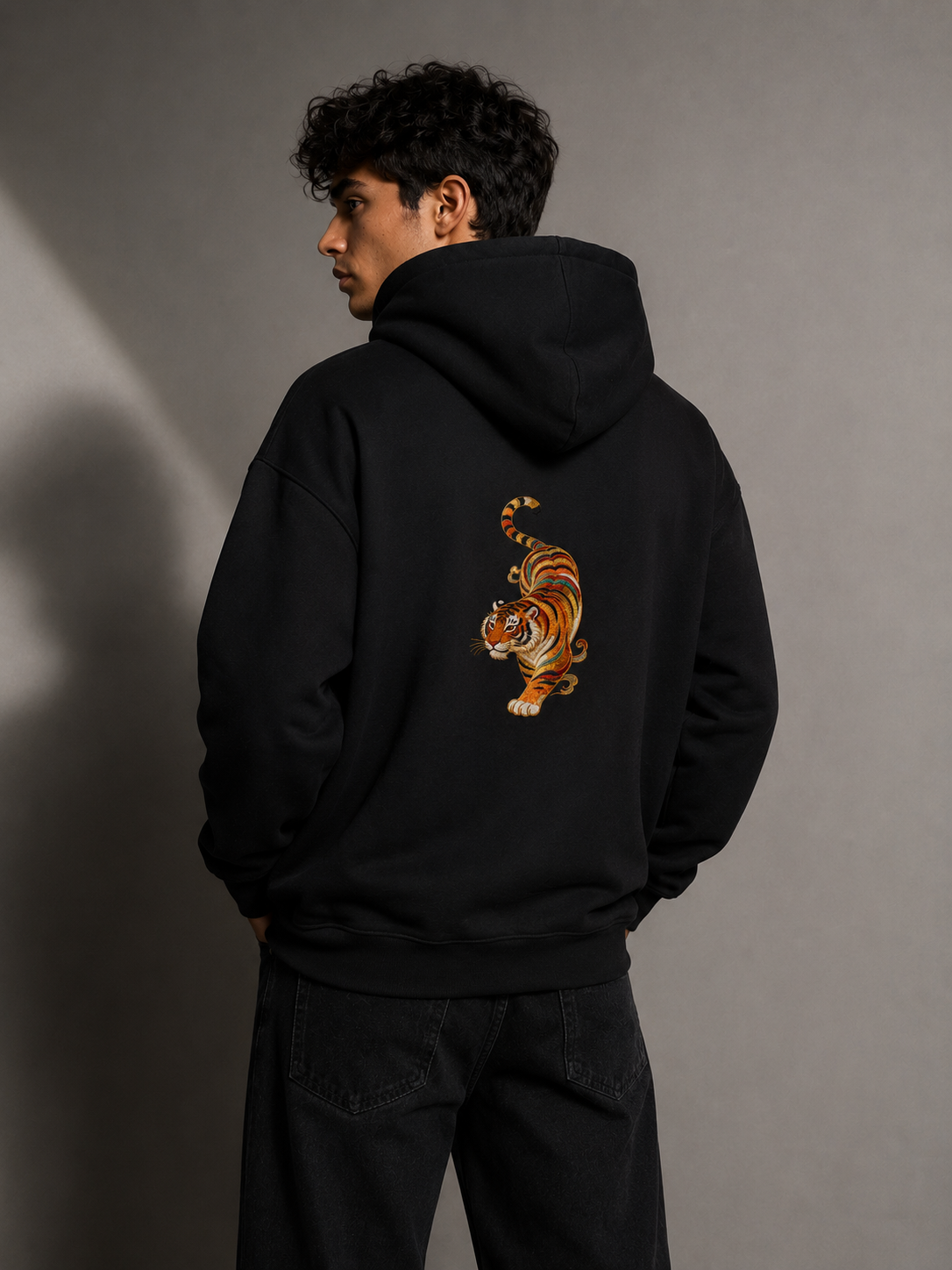 Chinese Tiger Oversized Hoodie - Embroidered