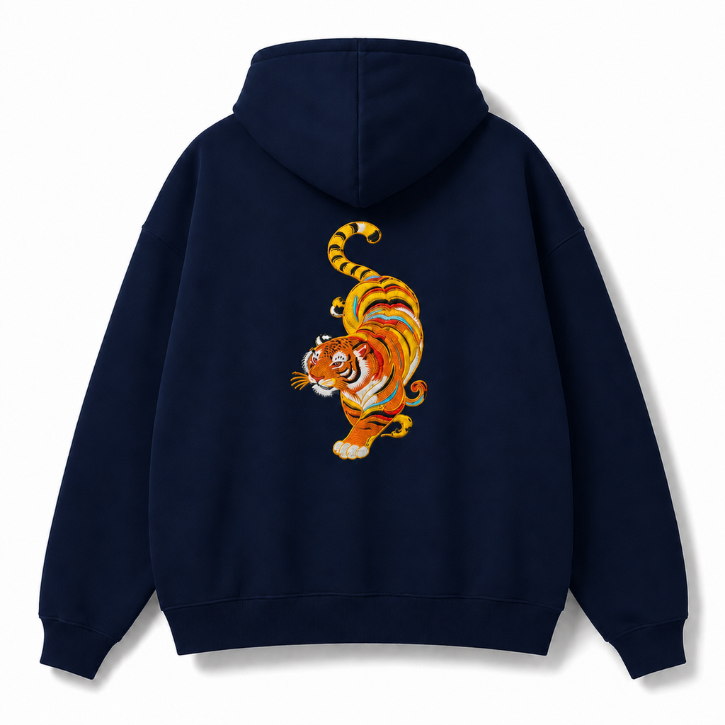 Chinese Tiger Oversized Hoodie - Embroidered