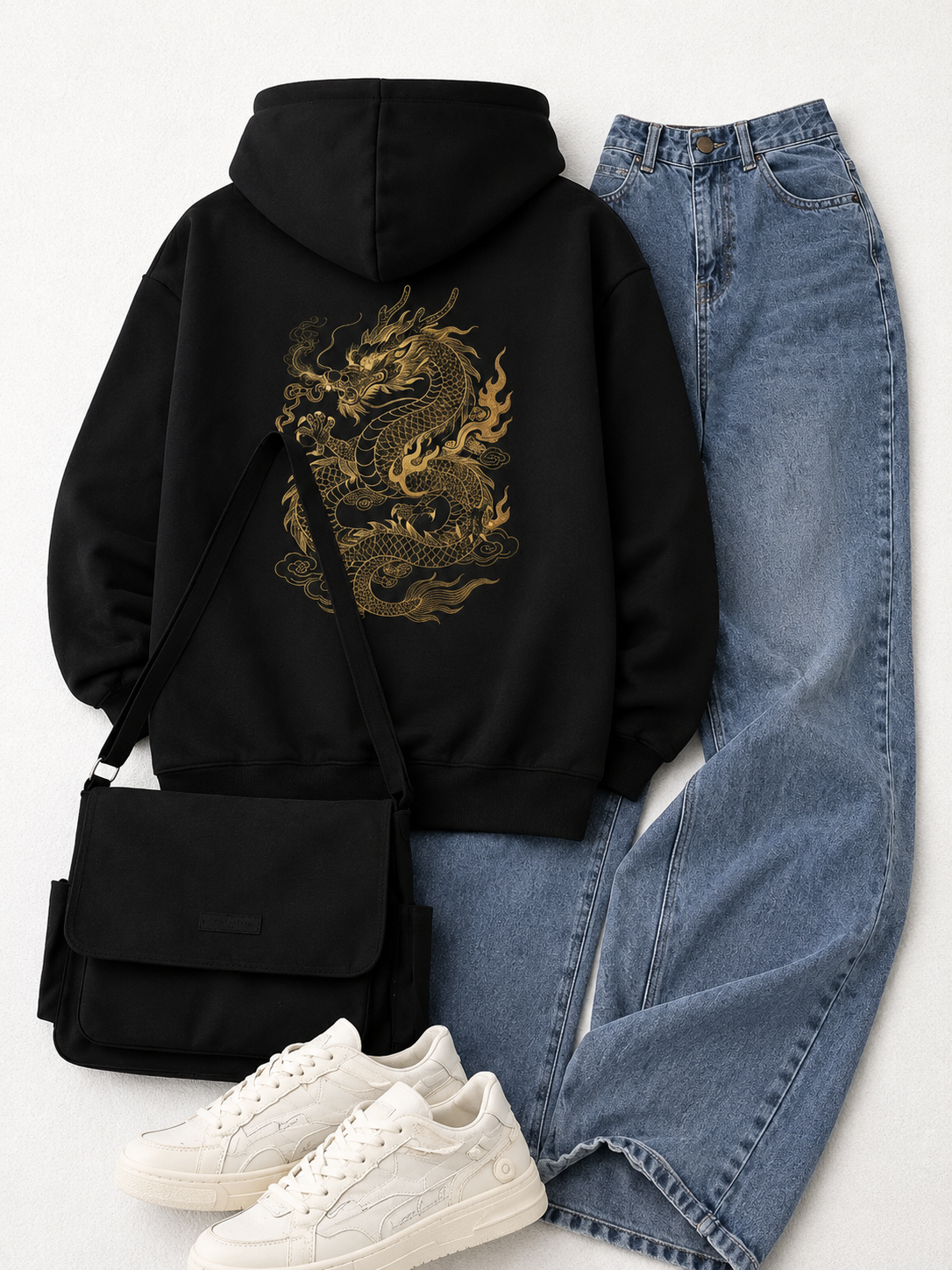 Dragon Embroidered Hoodie – Oversized Streetwear