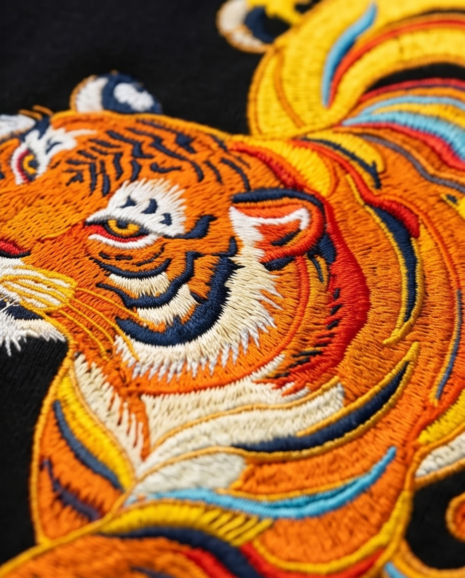 Chinese Tiger Oversized Hoodie - Embroidered
