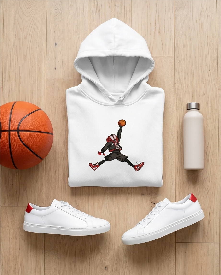 Embroidered Spider Jordan - Oversized Hoodie