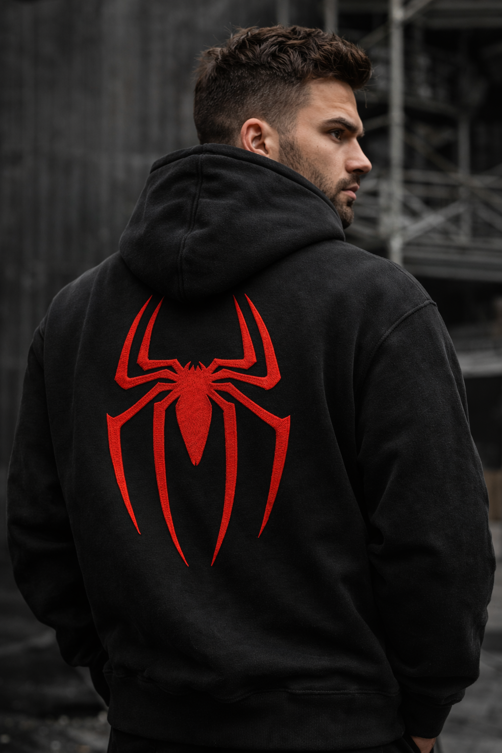 Embroidered Spider Oversized Hoodie