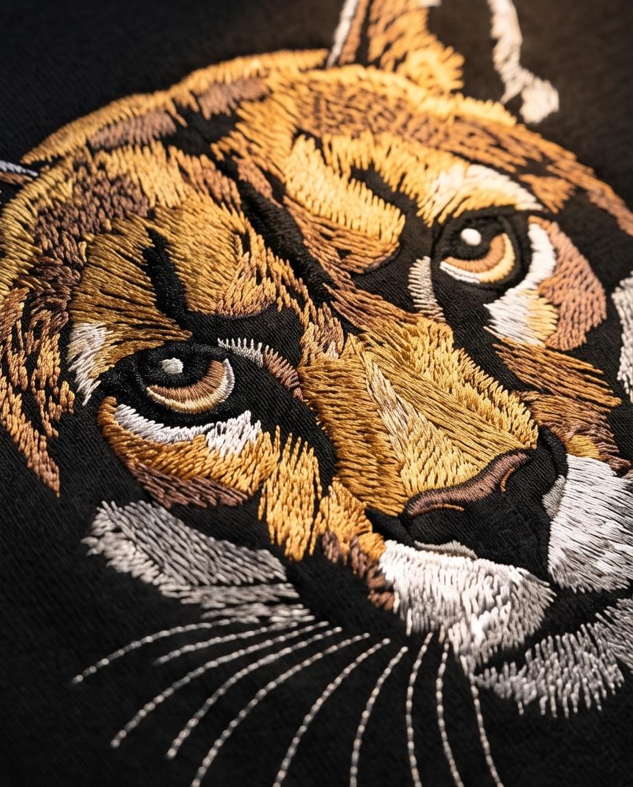 Embroidered Wild Panther Hoodie - Oversized Fit